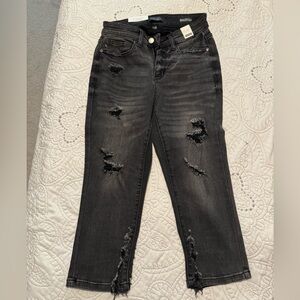 NWT Judy Blue super stretchy high waist distressed skinny fit capri size 1/25